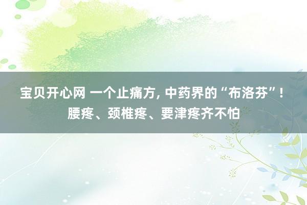 宝贝开心网 一个止痛方， 中药界的“布洛芬”! 腰疼、颈椎疼、要津疼齐不怕