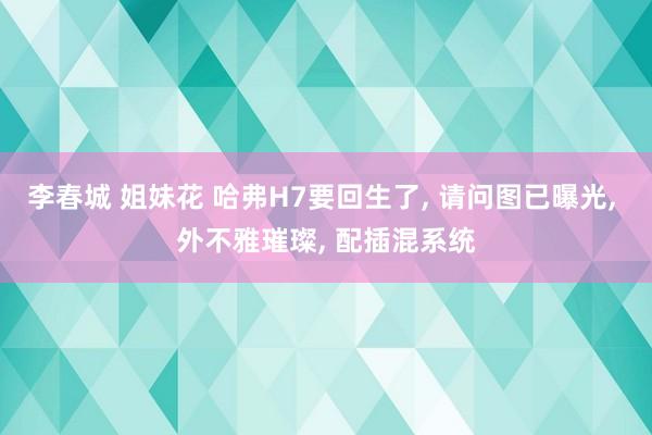 李春城 姐妹花 哈弗H7要回生了， 请问图已曝光， 外不雅璀璨， 配插混系统