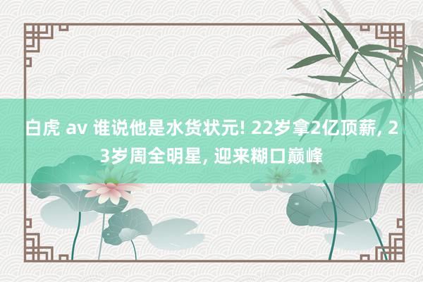 白虎 av 谁说他是水货状元! 22岁拿2亿顶薪， 23岁周全明星， 迎来糊口巅峰